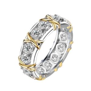 überblendungs großhandel-Eheringe Original Sterling Silber Ring Weiß Weibliche Kreuzfarbe Trennung Mode Trendy Nicht Fading Klassiker