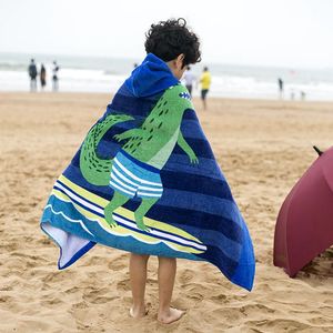 Wholesale baby beach resale online - Towel Beach Terry Cotton Baby Poncho Surf Kids Cartoon Pure Hooded Bathrobe