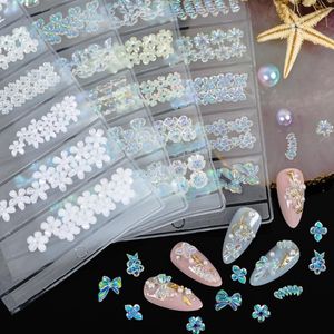 Grids Pack D Resin Petal Glazed Flowers Pearl Arylic Nail Art Rhinestone Gems Decor Various Rose Manicure DIY Tips Decorations