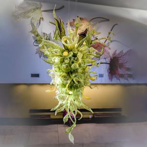 ノベルティNepentheペンダントランプ吹きガラス花柄シャンデリアLED緑色の屋内雑貨雑貨ライトが入り口ホールの受付場所48または60インチ