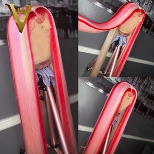 розовые парики фронта шнурка человеческие волосы
 оптовых-Кружевные парики розовый выделенный парик человеческих волос прозрачный для женщин x4 закрытие бразильский реми по прямому фронту заранее