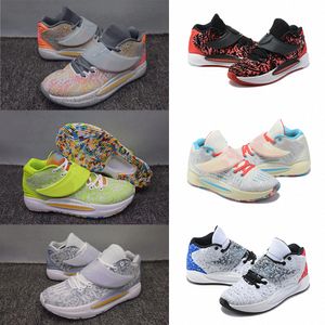 erkekler basketbol ayakkabıları kd toptan satış-Kutu Seçkin Yakınlaştırma KD S Erkek Basketbol Ayakkabıları Elit Gri Pembe Çok Renkli Floresan Yeşil KD14 XVI Eğitmenler Yakınlaştırır Spor Sneakers EUR