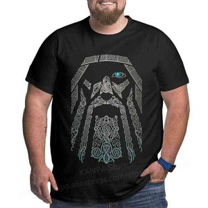 uzun boylu erkek giyim toptan satış-KANPA Pamuk Viking Grafik T Shirt Büyük Uzun Boylu Adam Büyük Boy T Shirt Artı Boyutu Üst Tee erkek Gevşek Büyük Üst Giyim H1218