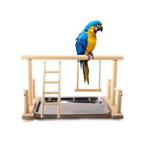 tren çerçeveleri toptan satış-Papağan ayakta eğitim çerçeve kuş oyun alanı ile gıda tepsisi pet malzemeleri