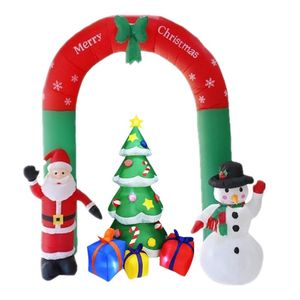 Juldekorationer Set Year Merry Decor for Home Outdoor Winter Party Gingerbread Snowman Santa Claus Tree Uppblåsbara båge