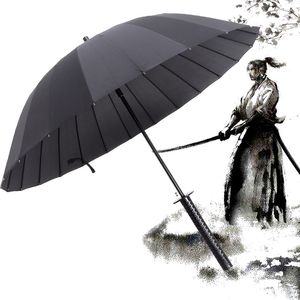ingrosso maniglia di sollevamento-Samurai giapponese Forte antivento Semi automatico Automatico lungo grande grande uomo e ombrelloni da uomo da uomo Paraguas