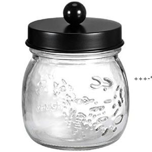 Wholesale mason jars in bathroom resale online - NEWDrinkware Lid Regular Mason Jar Bathroom Apothecary Vanity Organizer Rustic Farmhouse Decor Matte Black Canister RRF12688
