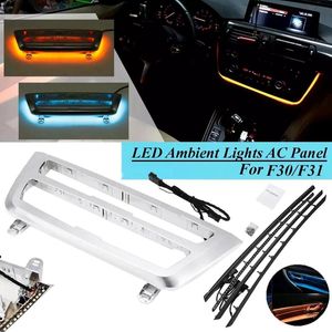 Chrome Car Dashboard Cover Trim Ac Panel LED Ambient Light Interior Door Strip för Serie F30 F31 Hängsmycke Lampor