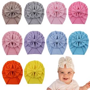 Wholesale beanie babies birthday resale online - Caps Hats Baby Cotton Hair Bow Knot Kids Infant Turban Hat Big Ear Toddler Beanie Headwraps Birthday Gift Po Props