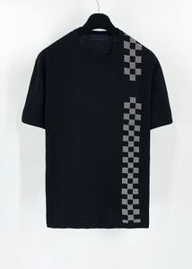 21SS Checkerboard Pattern Stickning Jacquard Män Kvinnor Par Tee Andningsbar Kortärmad Casaul Street T shirt Sommar Bomull Tshirts