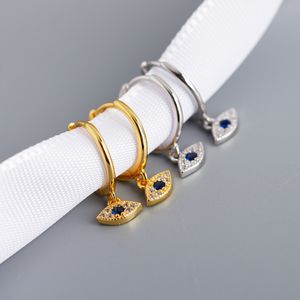 925 sterling silver dangle earrings lucky cute charm turkish evil eye paved mini CZ Gold color fashion fine jewelry