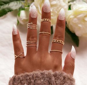 8st set vintage punk guld ring uppsättning för kvinnor män mode retro antika finger ring mode party smycken mycket