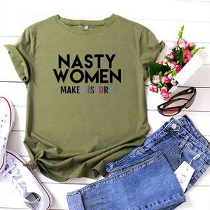 Wholesale printing history resale online - Nasty Women Make History Women T shirt Letter Printing Pattern Cotton Tshirt Woman Top Aesthetic Casual Loose Tee Shirt Femme