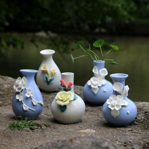 vazolar için mini ışıklar toptan satış-Vazolar Ev Aksesuarları Küçük Süsler Seramik Vazo Yaratıcı El Yapımı El Sanatları Mini Pin Çiçek Fiş Işık