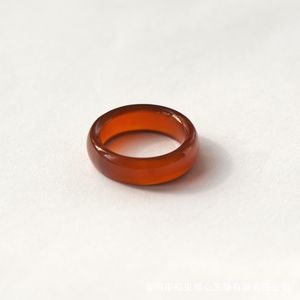 Wine Orange Red Chalcedony Band Rings Fashion National Style Hanfu Agate Tail Ring Women Jewelry Ornaments cj T2