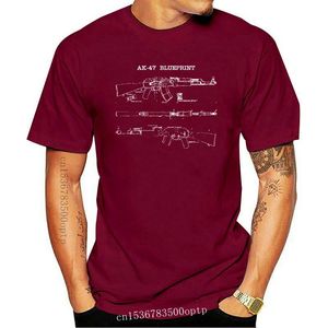 printing slings toptan satış-Erkek T Shirt Erkekler Baskı Pamuk O Boyun Gömlek Ak Tüfek SKS Sovyet Sling Blueprint T Gömlek