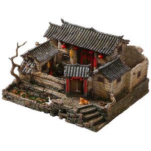 Wazony Chiński Retro Budynek Old House Miniaturowy Model Krajobraz Doniczki Kreatywna Doniczkowa Roślina Bonsai Dekoracja