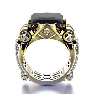 Wholesale men marriage rings for sale - Group buy Polygon Rings Rhinestone Crystal Band Gold Silver Plating Alloy Men Ring Black Quadrilateral Fashion Jewelry Propose Marriage hj L2