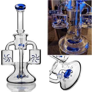 Double Recycler Dab Rigs Hookahs Propeller Percolator Unique Glasses Bong Glass Water Bongs Windmill Perc Water Pipes Oil Rig With mm