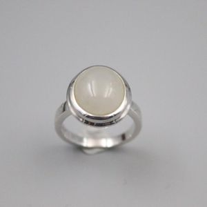 anel de contagem de cluster venda por atacado-Pure Sterling Silver Anel Largura mm Branco Nephrite Jade Bead para Mulher US tamanho anéis de cluster