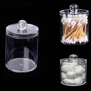 Storage Boxes Bins Dispenser Apothecary Jars Bathroom Holder Canister Clear Plastic Jar For Cotton Ball Swab Rounds