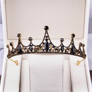 elmas takma taç başlık toptan satış-Siyah Retro Taçlar Lady Düğün Gelin Tiaras Kakma Rhinestone Doğum Günü Hediyesi Peri Headdress Dekorasyon Aksesuarları BY G2