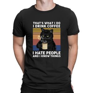 Wholesale what drink resale online - XS XL fashion summer Funny Black Cat That s What I Do Drink Coffee Hate People Vintage Men s T Shirt Tops