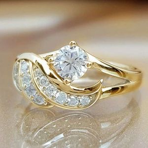 ingrosso anelli di ali d'angelo.-Zircon Diamond Ring Fashion Angel Wings Ins Net Red Jewelry