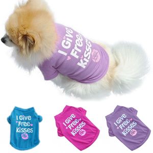ücretsiz ev hayvanları toptan satış-Köpek Giyim Yelek Yavru Küçük Kedi Evcil Yaz Nefes T shirt Ben Ücretsiz Öpücük Vermek Baskılı Chihuahua Sweatshirt