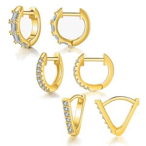 Wholesale multi set earrings resale online - Stud Rapper Fashion Pair Micro Paved Full Bling Iced Out Earring Cubic Zircon Multi layer Earrings Set For Women Bulk