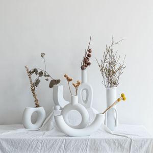 ingrosso fiori bianchi in vaso-Nordic in ceramica vaso di ceramica ornamenti domestici bianco vegetariano creativo ceramica vaso di fiori vasi decorazioni per la casa decorazioni artigianali regali v2