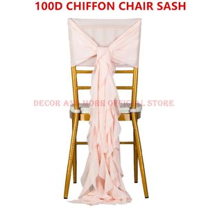 Decoration Outdoor Party Wedding Chiffon Chair Sash For Chiavari White Pink Tiffany Cap Ruffled Hood Sashes