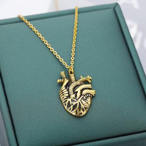 Pendant Necklaces Minimalist Anatomical Gold Heart For Women Stainless Steel Black Organ Vintage Couple Jewelry