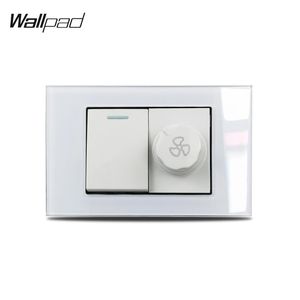Smart Home Control mm Fan And Gang Wall Switch Wallpad L3 White Glass Panel US Size Way With Speed