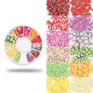 2021 Fashion Nails DIY Fruits Sequin Decorations d Polymer Clay Tiny Fimo Fruktskivor Hjul Nail Art Designs
