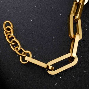 European Geometric Smycken Guldpläterad Chunky Chain Rectangle Paperclip Tjock Link Chain Armband