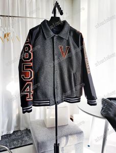 deri beyzbol ceketi kadın toptan satış-21ss Sonbahar Sportwear Adam Kadın Tasarımcılar Ceketler Beyzbol Faux Deri Jakarlı Nakış Giysi Mont Giyim Giyim Siyah Gri S XL