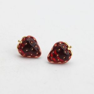 pendiente de joyas de fresa al por mayor-Joyería de estilo KS europeo Tutti Fruity Strawberry Studs Pendientes para mujeres de moda