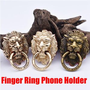 Vintage Lion Head Metal Finger Ring Holder Graden Mobiele Telefoon Stand Bracket Universal voor iPhone Samsung Huawei Xiaomi LG Moto