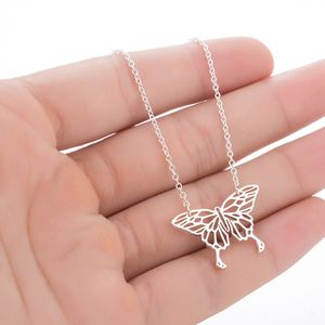 Stainless Steel Butterfly Pendant Necklace Collarbone Chain Personality Fashion Small Fresh Women Jewelry Holiday Gifts