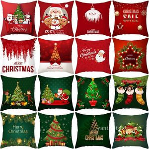 Wholesale skins cartoon for sale - Group buy Christmas Pillowcase Red Cartoon Santa Claus Peach Skin Sofa Cushion Cover Christmas Home Decorations T2I53027