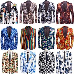 Men s Suits Blazers Large Size Printed Jacket Korean Casual Spring Autumn Models With A Buckle European And American Style