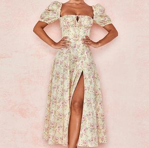 midi dresses Bohemia Colorful Backless Cross Bandage Long Dress Straps Cryptographic Off Shoulder Sexy Strapless Split Corset Satin casual vacation Print Party