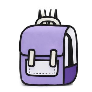 2d bolsas 3d al por mayor-Mochila moda elegante alta capacidad D impresión lienzo lindo dibujos animados escolar bolsa d dibujo viaje