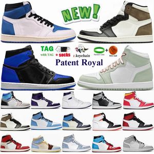 Wholesale rubber boots for girls for sale - Group buy 1s University Blue UNC Mens Women Basketball Shoes Jumpman High Low OG Dark Mocha Pollen Twist Trainers Hyper Patent Royal Seafoam Sport Sneakers With Box Size
