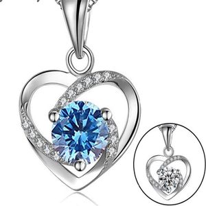 Wholesale white gold jewellery resale online - CZ Zircon Love Heart Necklaces Jewellery for Women Silver White Gold Plated Ladies Pendant Necklace Anniversary Birthday