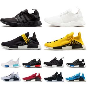 Wholesale red nmd pharrell resale online - NMD R1 Human race mens running shoes oreo og core black yellow red white blue glow Pharrell Williams HU Runner men women trainers sports sneakers