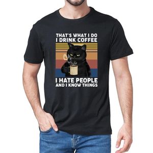 Wholesale what drink resale online - Funny Black Cat That s What I Do Drink Coffee Hate People Vintage Summer Men s Cotton T Shirt Humor Gift Women TShirt Tops