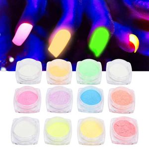 12colors set Neon Pigment Nail Powder Dust Gradient Macaron Glitter Iridescent Acrylic Make Up Art Accessories