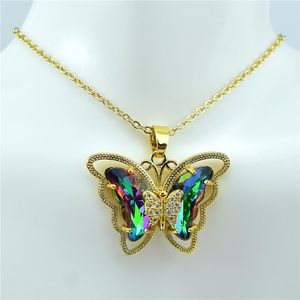 ingrosso ossidato oro.-Collane del pendente serie della farfalla versione coreana della collana di cristallo di cristallo di ossido cubico gioielli femminili regalo maschile
